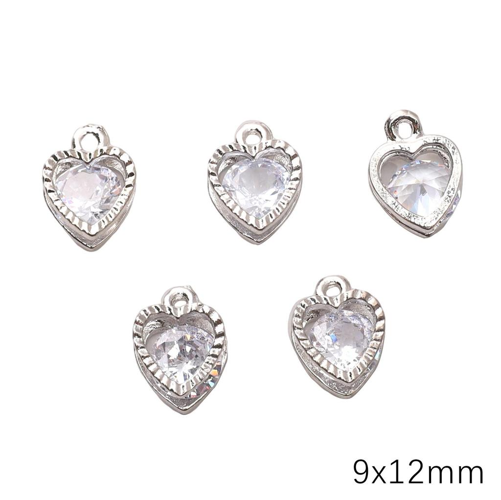 Alloy Charms Inlaid Zircon Heart Star Rhinestone Pendant Accessory For DIY Earring Necklace Accessories