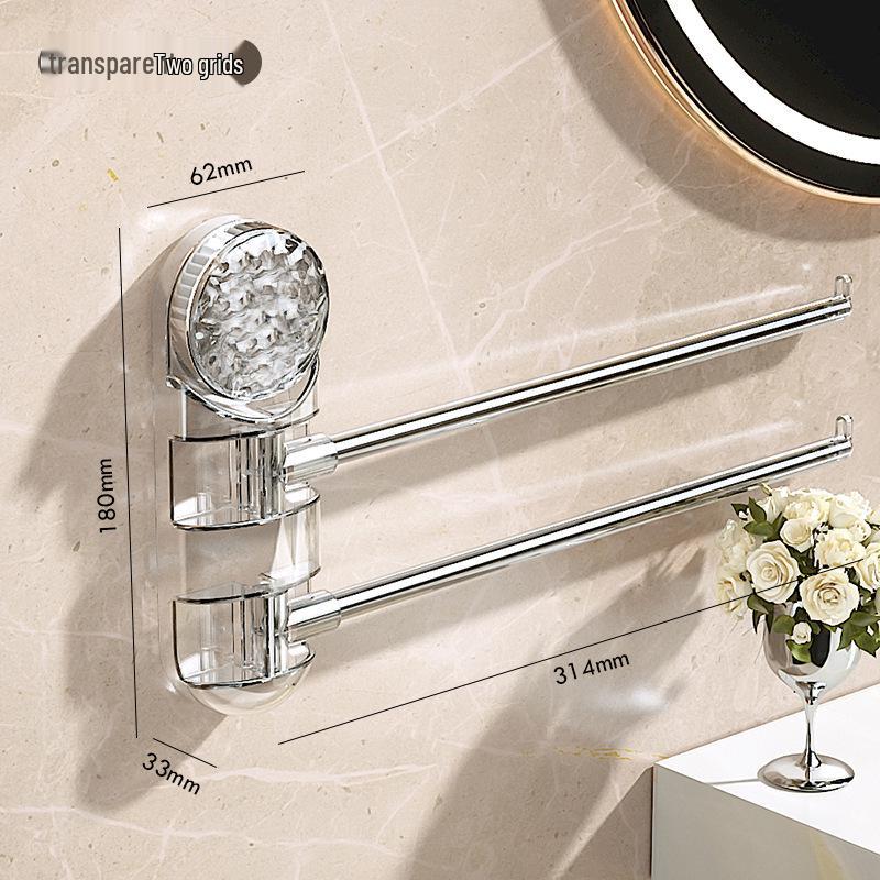 Rotating Wall-Mounted Towel Rack with Suction Cups - Punch-Free, Multi-Functional, Multi-Pole Design for Bathrooms