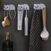Plastic Cat Shaped Toothbrush Holder Non Perforated Facial Cleanser Storage Clip  Bathroom