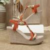 Fashion New European and American Style Fashionable Round Toe Open Toe One-line Set with Women's Large-size Fashionable Wedge Sandals