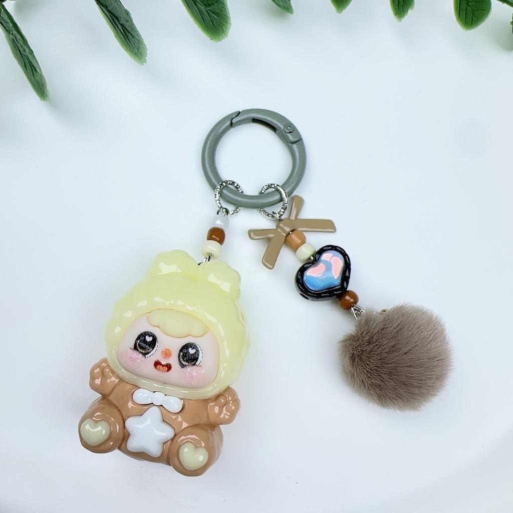 Bean Bag Cute Grain Sitting Doll Cartoon Schoolbag Pendant DIY Jewelry Resin Accessories Car Ornament Bag Keychain