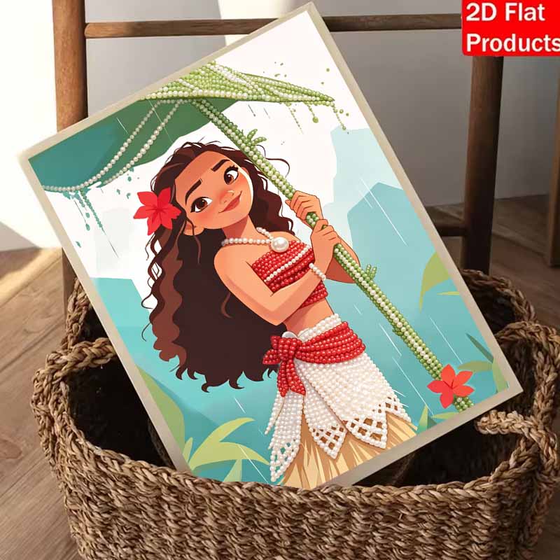 Disney Moana Pearl Art Iconic Tropical Attire 5D DIY Pearl Embroidery Mosaic Cross Stitch Kit for Home Decor