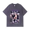 275 GSM Washed T-shirts 100% Cotton Jujutsu Kaisen V24 Gojo Print Unisex Heavy Cotton T Shirt