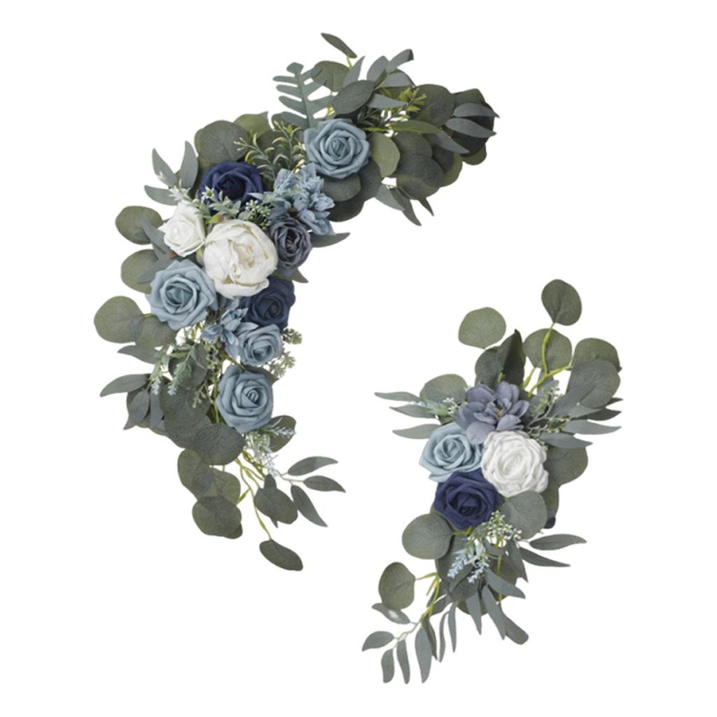 2x Wedding Arch Flowers Decoration Green Leaves Boho Arch Floral Arrangement Artificial Rose for Wall Party Reception Window