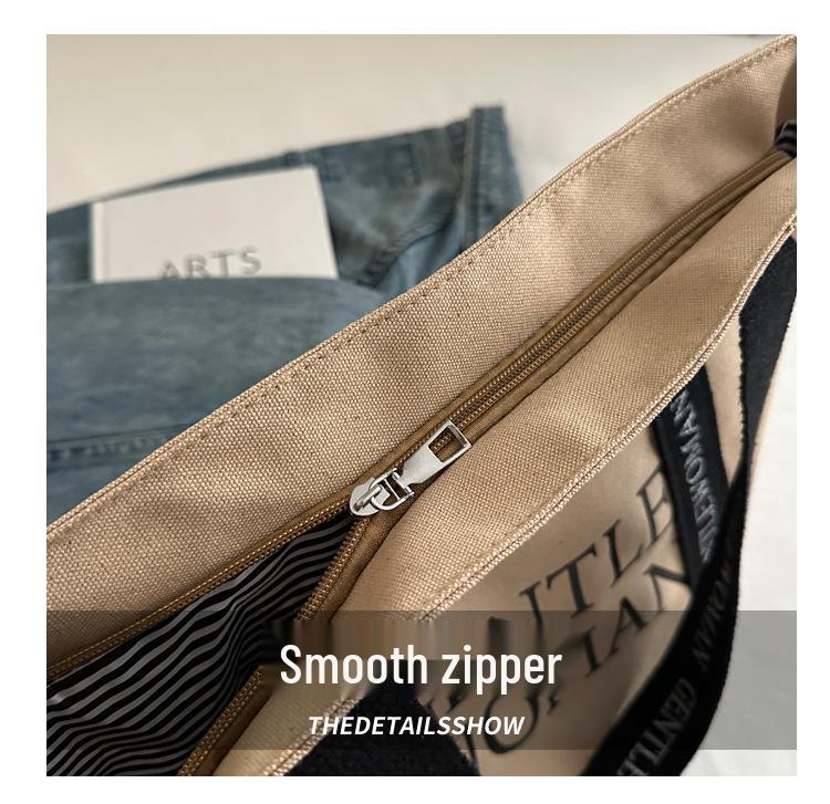 Large Capacity Canvas Tote Bag - Fashionable Japanese Korean Style, Single Shoulder, Handheld.