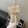 2025 New Summer Japan and Korea Travel Mobile Phone Bag Fringed Messenger Bag Straw Woven Seaside Personalized Mobile Phone Small Square Bag
