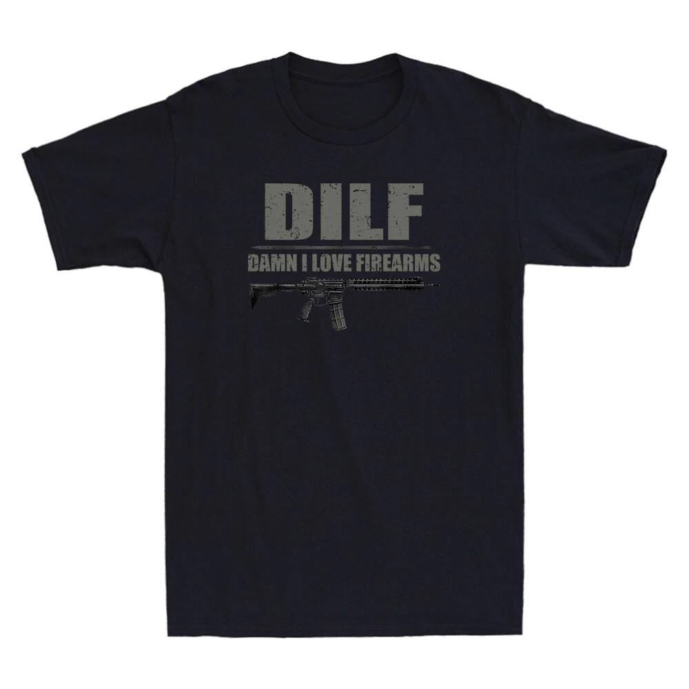 DILF Damn I Love Firearms Funny Gun Lover Quote Retro Men s Short Sleeve T-Shirt XL