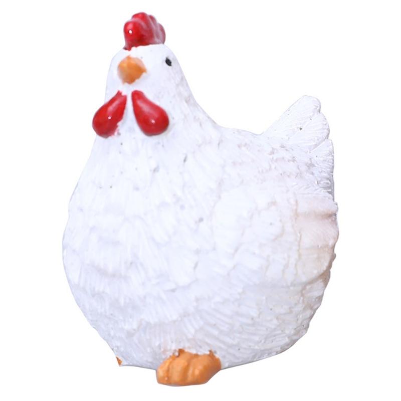2PCS Miniature Chicken And Resin Figurines Ornaments For Farmhouse Decoration Or Home Office Mini Animal Figures
