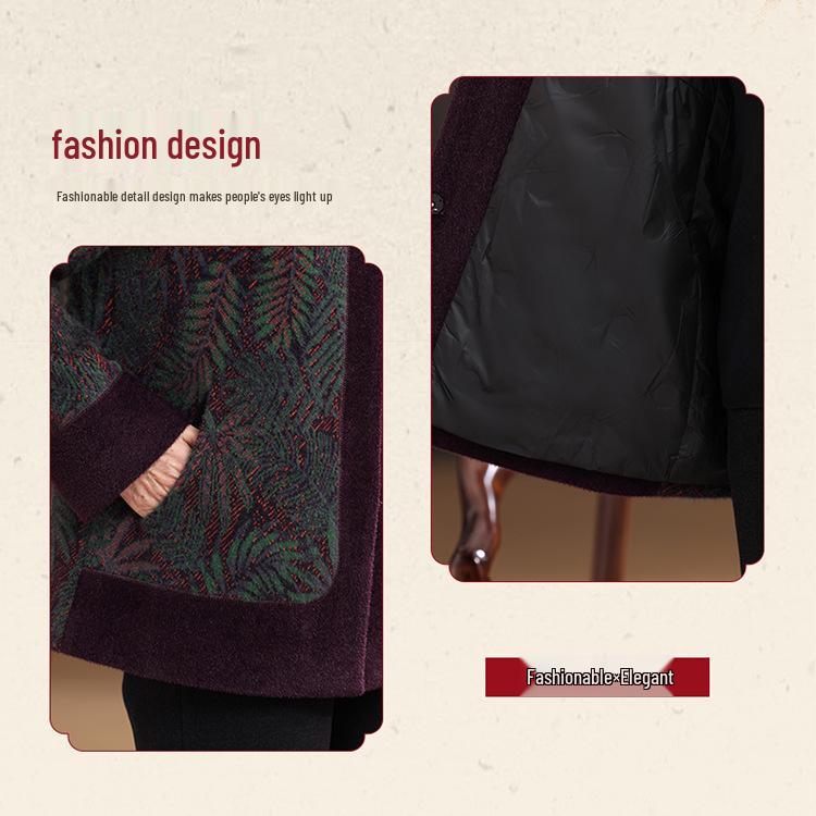 Chinese Style Woolen Tang Suit Coat - Winter Warmth for Elderly Women, Ideal for Mothers, Grandmothers, and Ladies In Their 60s and 70s