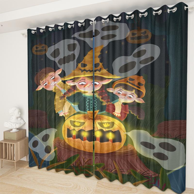Halloween Vorhangstoff Schlafzimmer Wohnzimmer Balkon Verdunkelungsvorhang Büro Hotel Isolationsvorhang