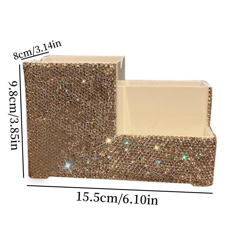 2024 Elegance: Diamond-Inlaid Luxury Desktop Cosmetic Organizer