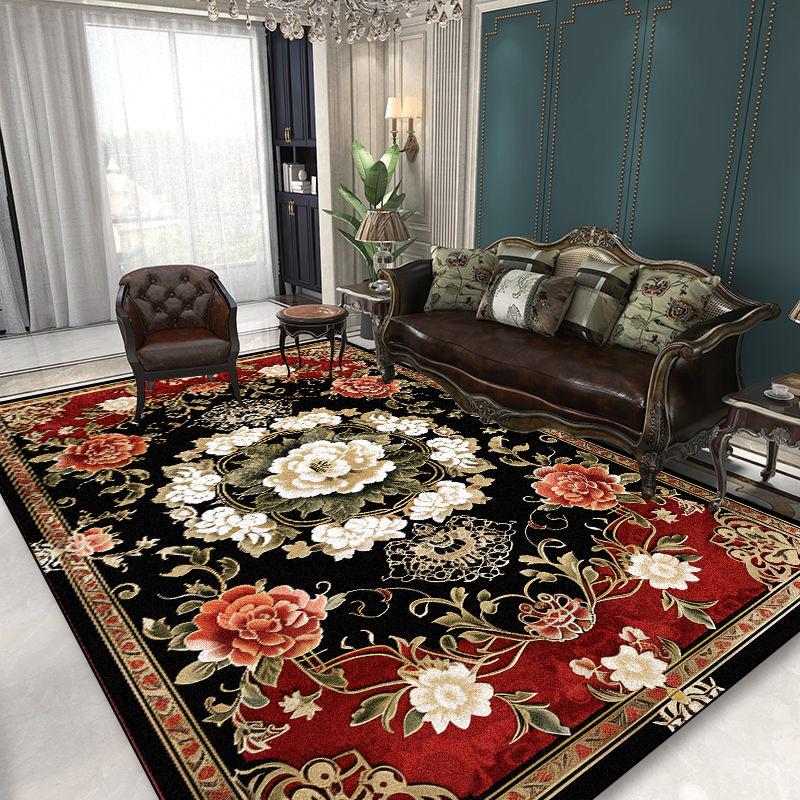 European Style Luxury Carpet for Living Room Decoration Black Printing Sofa Area Rugs 200x300 Home Non-slip Bedroom Floor Mats