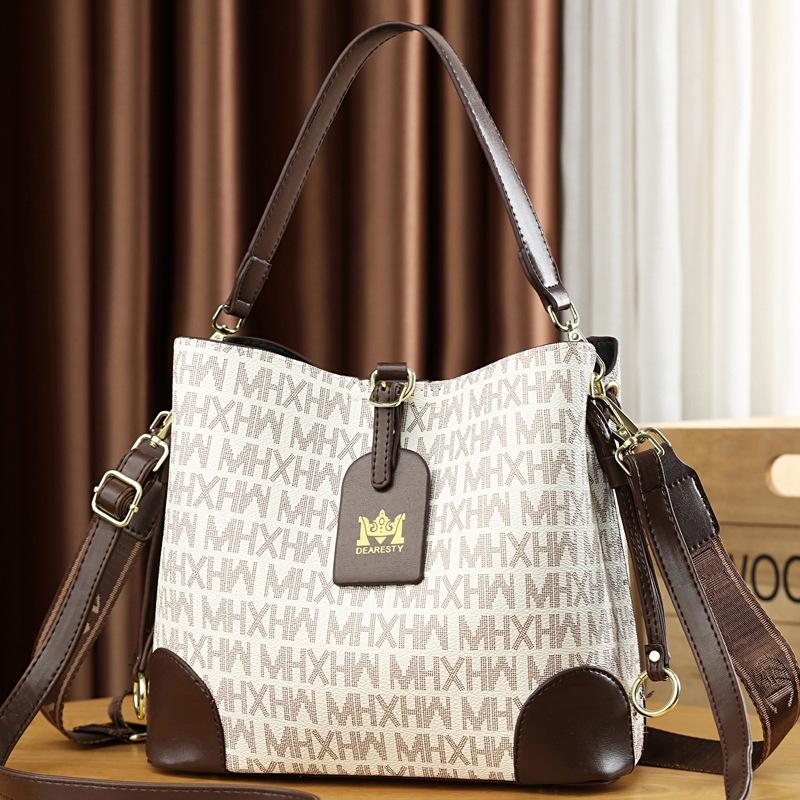 Bag women's 2025 new pu popular large-capacity bucket bag high-end shoulder messenger bag women's bag women's hand-held