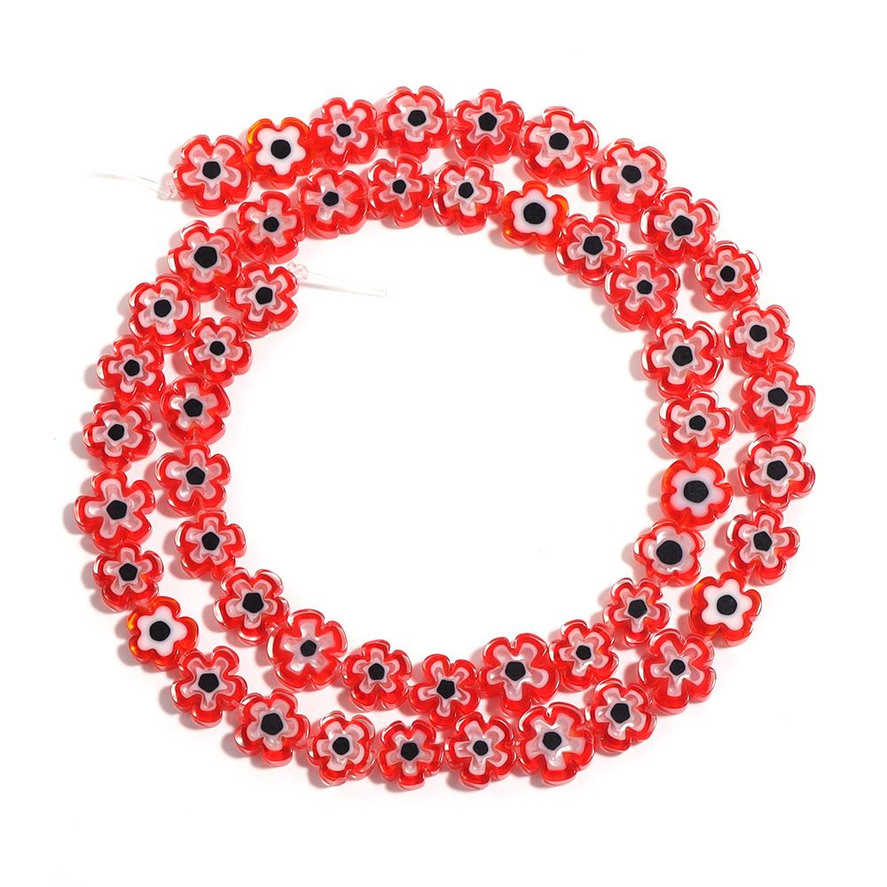 1 Strand Colorful Thousand Flower Lampwork Beads Flat Plum Blossom Loose Beads DIY Handmade Crafts Bracelet Jewelry Accessories