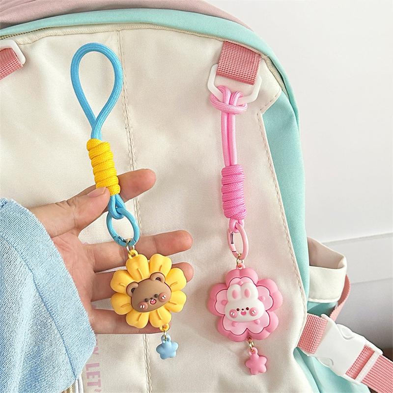 Cute Bear Rabbit Small Animal Flower Keychains Cartoon Kawaii Car Keyring Backpack Pendant Decoration Accessories Gifts