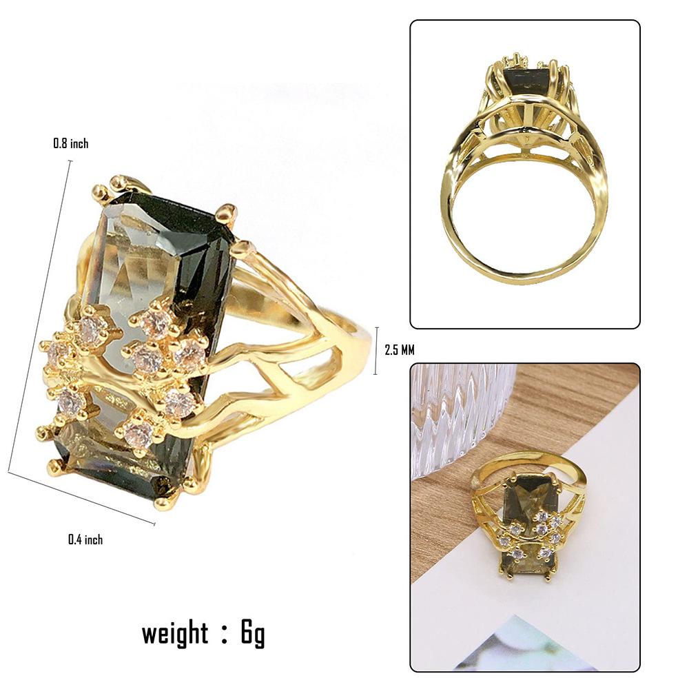 Square Zircon Cocktail Ring, Versatile For Daily Parties, Shining Personalized Women'S Jewelry Ring