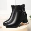 Women's Mid-Calf Winter Fleece-Lined Soft Leather Non-Slip Boots