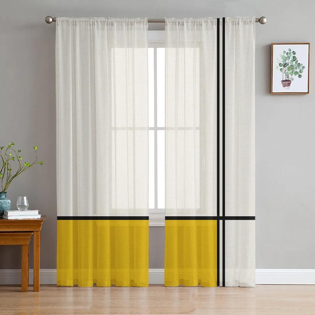 Verdrehte Linien Moderne Kunst Grau Voile Vorhänge für Schlafzimmer Tüll Fenstervorhang für Wohnzimmer Transparente Vorhänge Jalousien Drapierungen