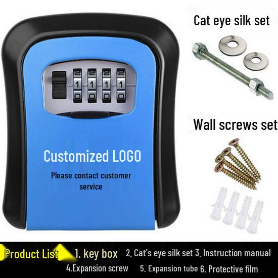 

Wall-mounted Password Key Box with Peephole for Main Door Decoration синий