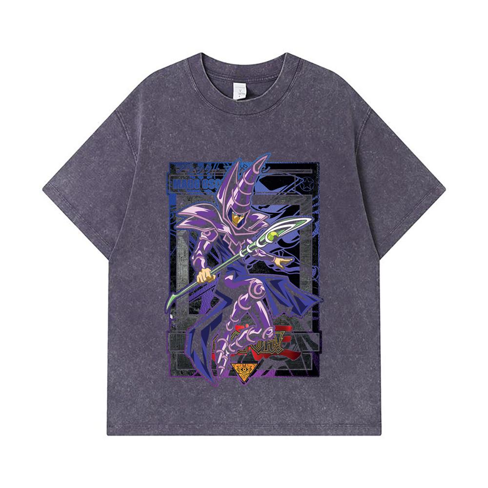 275 GSM Washed T-shirts 100% Cotton Yu-Gi-Oh V5 Mago Oscuro Print Unisex Heavy Cotton T Shirt