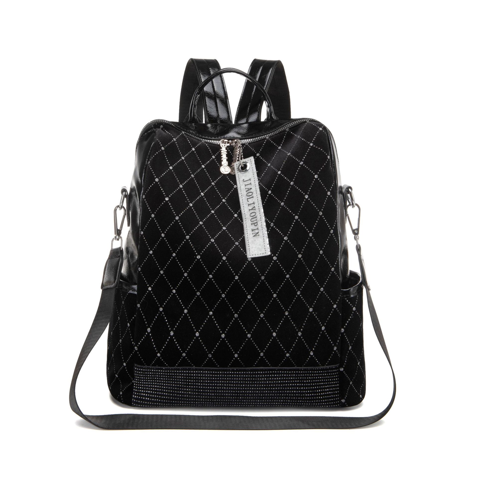 

Рюкзак Мягкий кожаный заклепочный одноплечевой универсальный женский школьный ранец большой емкости чёрный