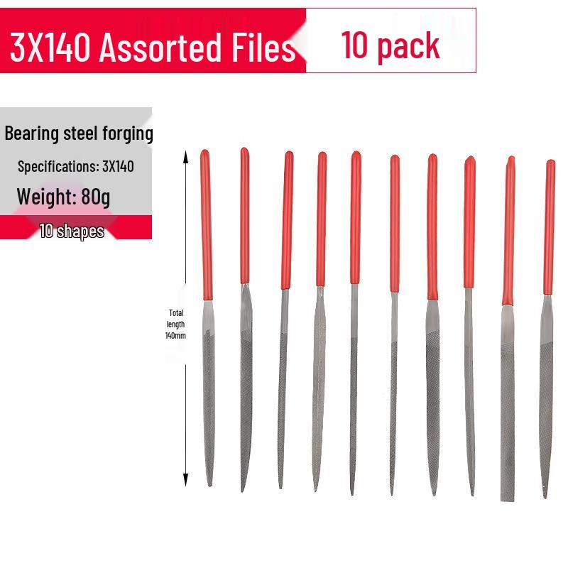 10-Piece Mini Triangular File Set for Woodworking & Metal Grinding Tools