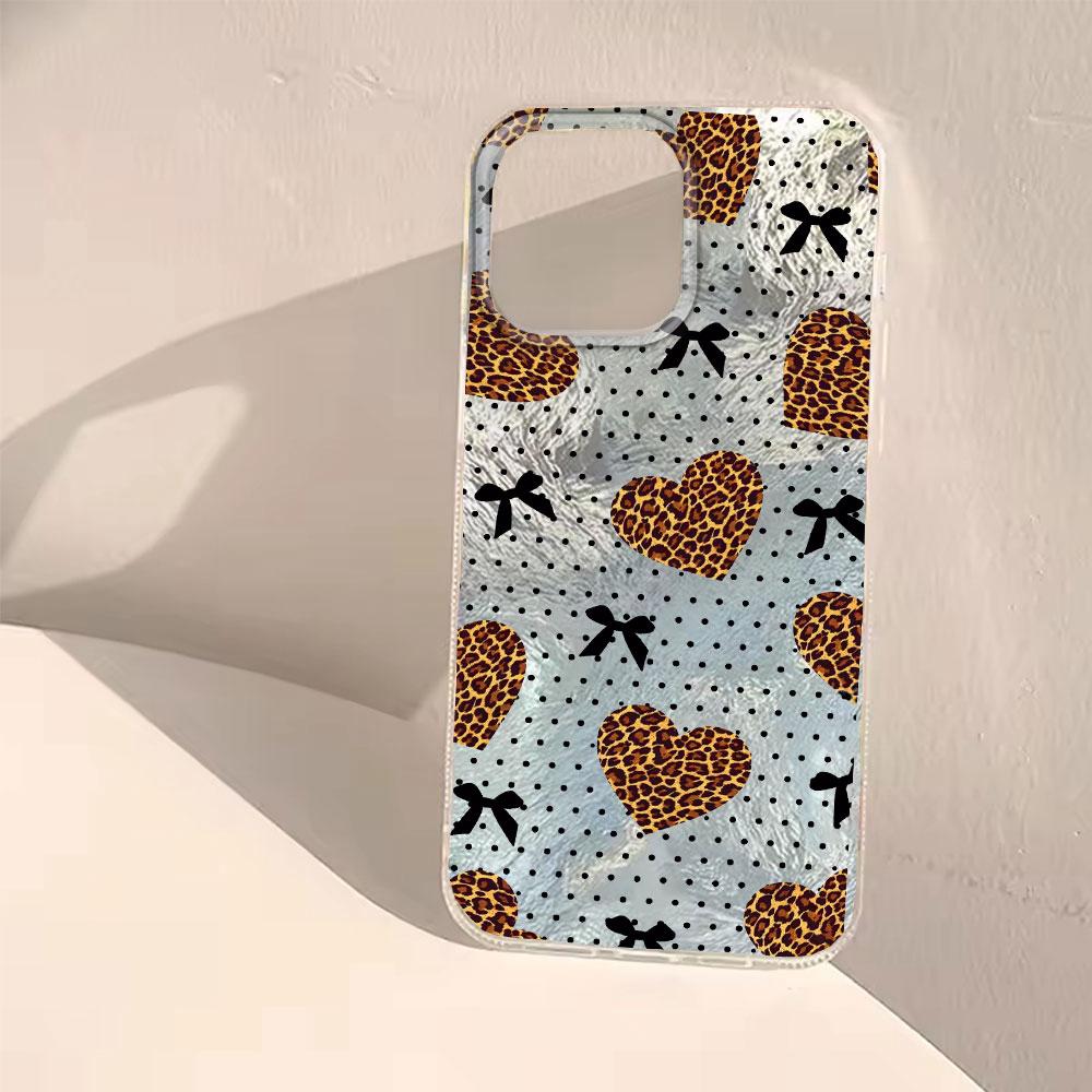 Leopard Cherry Fruit Vortex Texture Women Phone Case for iphone 16 15 14 7 8 Plus 13 11 12 Pro Max X XS XR SE2022 2020 16e Cover