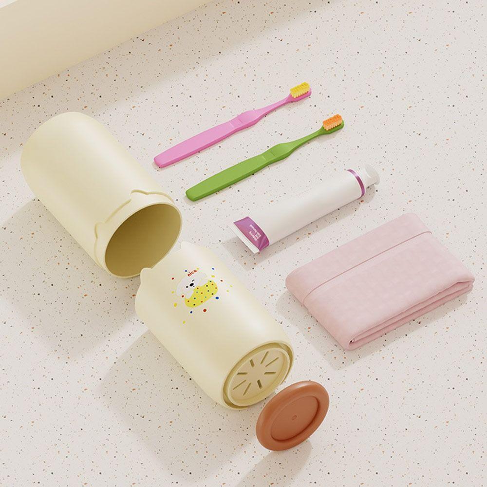 Bottom Drain Toothpaste Cup Holder Portable Dopamine Toothbrush Storage Box  for Bathroom Storage