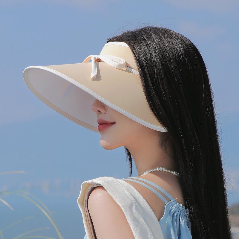 Summer UV Protection Sun Hat Children Ice Silk Eaves Empty Top Sun Hat Versatile Fashion Bow Sun Protection Hat