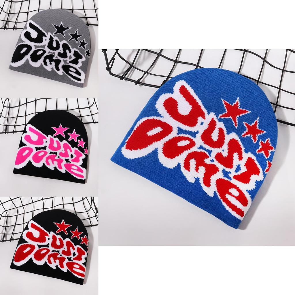 Knitted Hat For Men Women With Letter And Star Embroidery Design For Streetwear Style