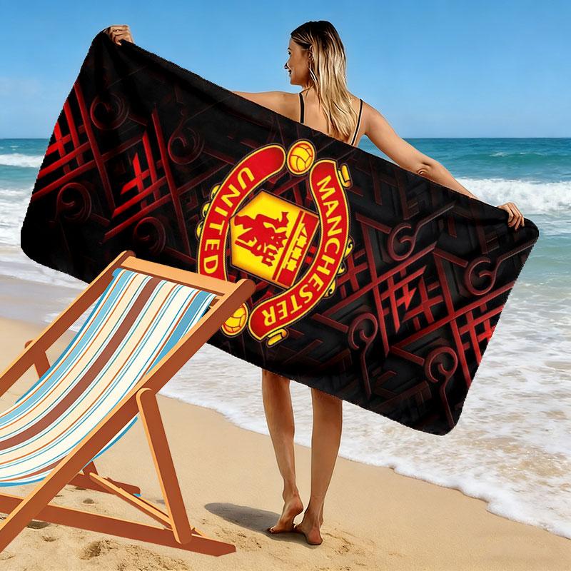 Manchester United F Print Beach Towel, Large Soft Quick Dry Towel for Beach Camping Swimming