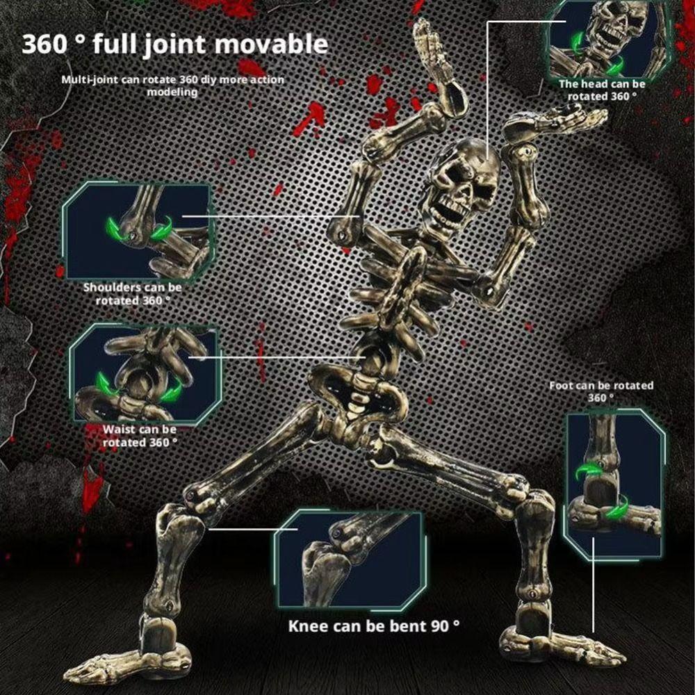 Fully Movable Joints Articulated Skeleton Figurine Eco-Friendly PLA Material Lightweight Sturdy 3D Printed Skeleton Model