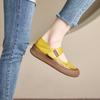 The first layer of cowhide retro genuine leather women's head summer new flat-bottomed Velcro hollow women's casual shoes