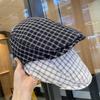 Korean Style Plaid Berets Forward Cap Painter Hat Retro Newsboy Caps  Student