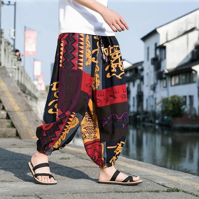 

Тайский слон Йога Свободные Пляжные Летние Сагами Этнические Повседневные Тонкие Защищающие от комаров Брюки-шаровары с широкими штанинами M зелёный
