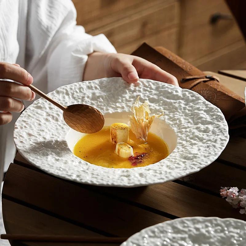 Keramik-Strohhut-Teller Western-Speiseteller Haushalts-Suppenteller Kreativer weißer künstlerischer Entwurf Teller Geschirr Nudeln