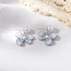 French spring fresh green Mori earrings super white flower stud earrings niche design earrings