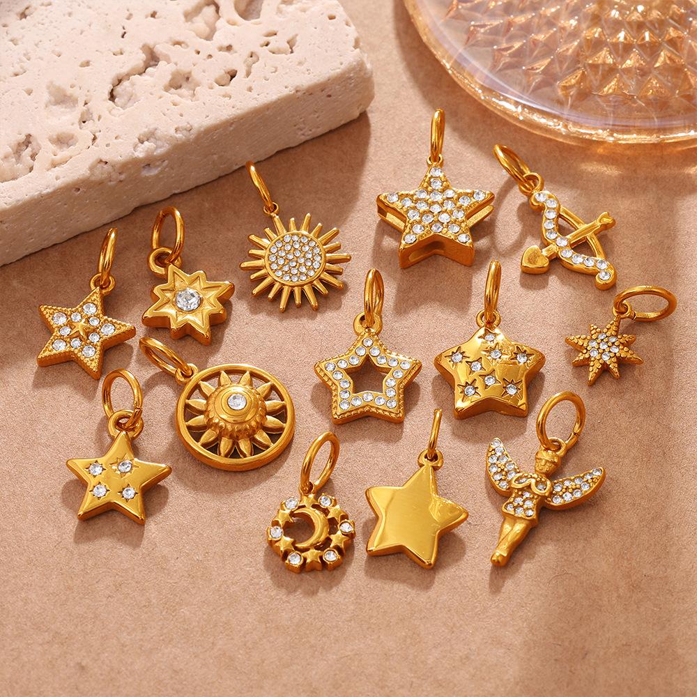 Yori 2Pcs Stainless Steel Gold Color PVD Plated Pendant for DIY Necklace Bracelet Earring Jewelry Making Accessories