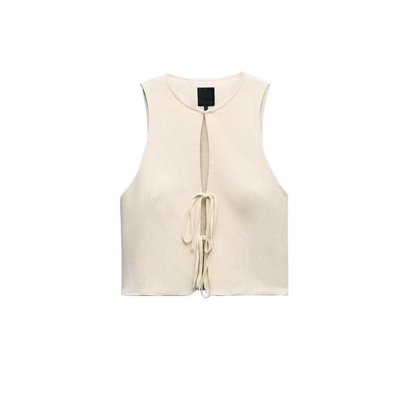 

Весна Новый Минималистичный Клетчатый круглый вырез Без рукавов Жилет на шнуровке 4749772 Юбка прямого кроя 5427436 Vest L