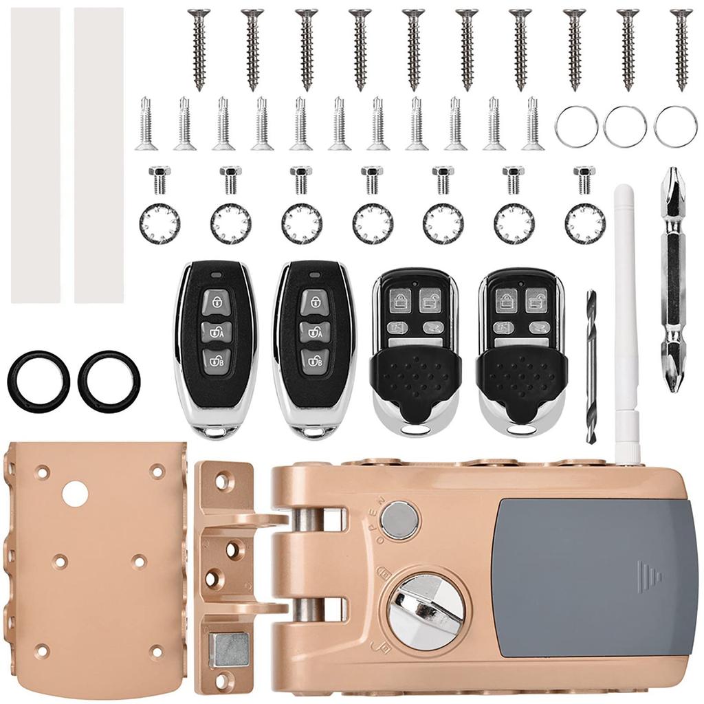 Auto Lock Intelligent Lock Keyless Lock Home Security with 4 Remote Controllers Home Door Lock Alarm Function Door Lock Door Remote Control Lock Door