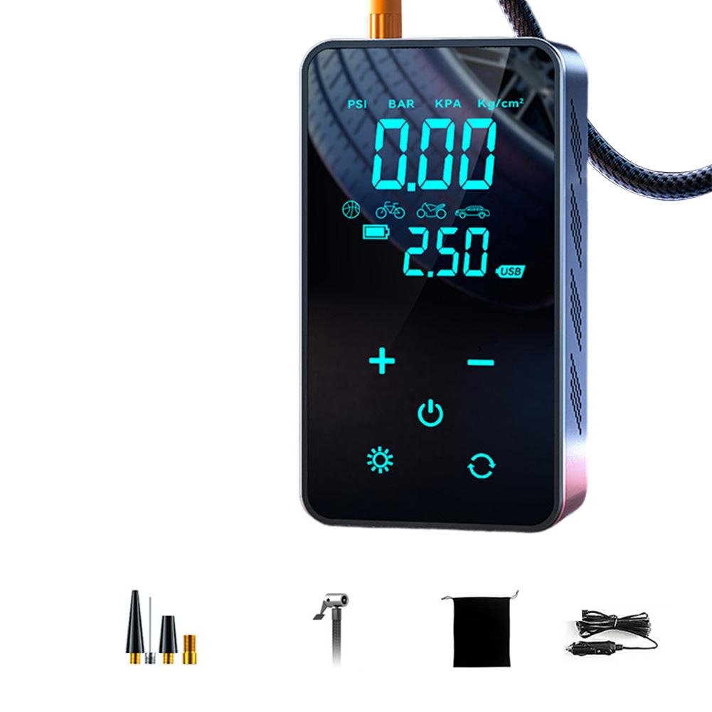 

Электрический воздушный насос для накачивания шин автомобиля, портативный воздушный компрессор с цифровым манометром, светодиодной подсветкой, функцией USB Power Bank