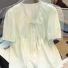 2026 Sweet Summer Plus Size Chiffon Pleated Shirt for Women