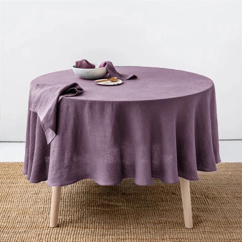 100% Französisches Leinen Runde Tischdecke, Waschbare Natürliche Tischdecke für Esszimmer, Außenbereich, Hochzeiten und Restaurants, Osterdekoration