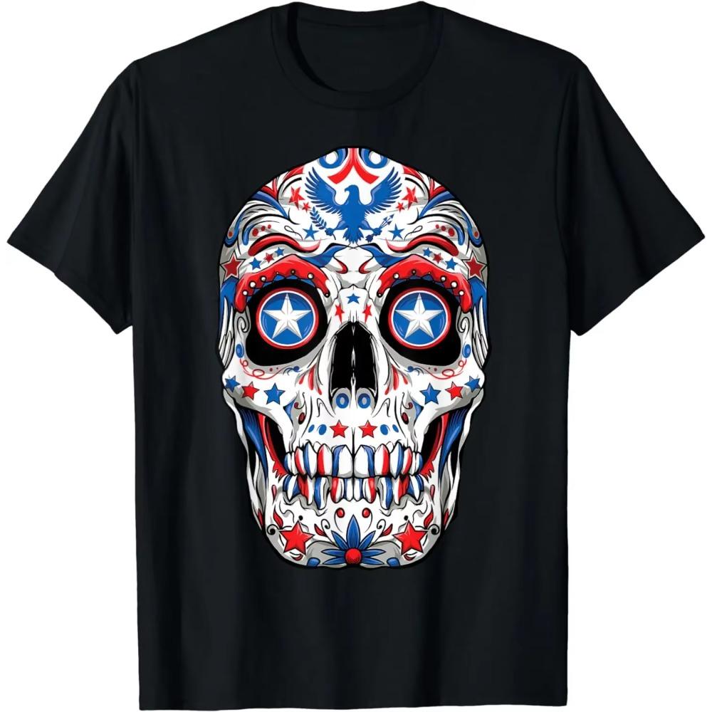 

Футболка Sugar Skull 4 июля для женщин, мужчин и мальчиков, Fourth USA XXXXXL чёрный