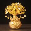 Feng Shui Art Decoration Tabletop Lucky Wealth Tree 19cm 14cm Delicate Yellow Crystal Money Tree Ornament Home Office Shop