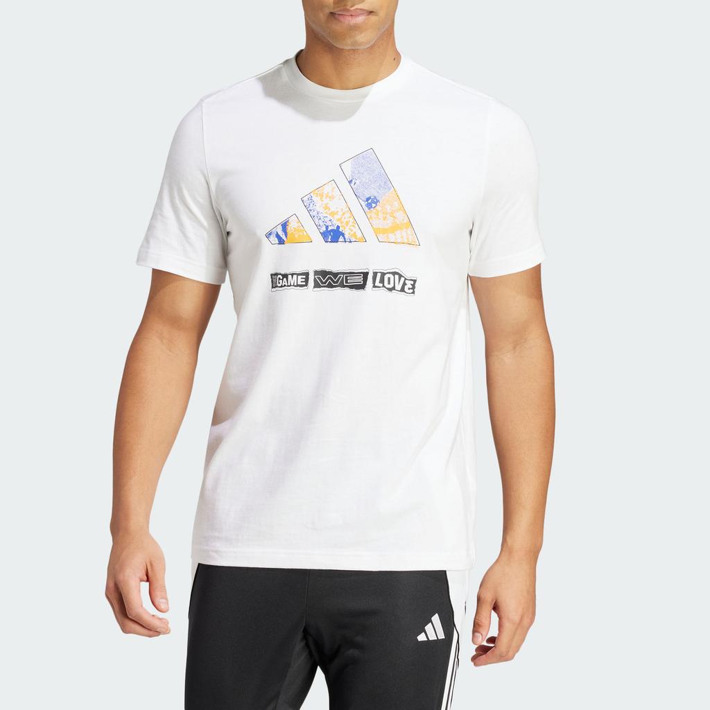 Adidas Camiseta Confortável de Manga Curta e Gola Redonda Masculina Tops Branco IS2323