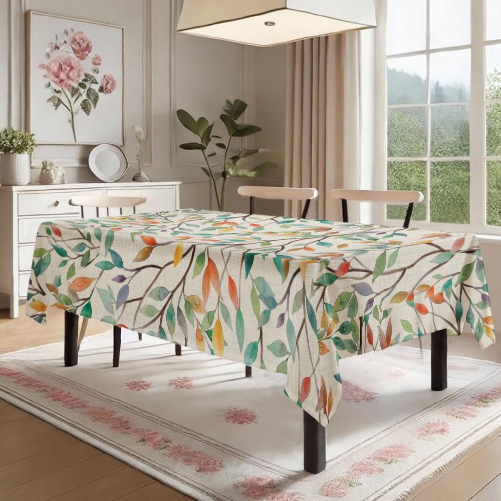 Watercolor Leaves Rectangle Table Cloth for Table Decor Kitchen Dining Waterproof Reusable Tablecloth for Tables Wedding Party