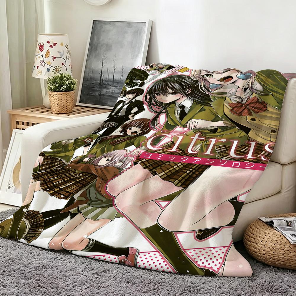 Anime H Hot C Citrus Throw Flannel Throw Blanket Suitable for Sofa Living Room Bedroom