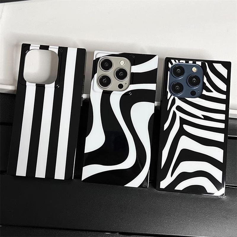 Cow Stripe Pattern Glossy Back Cover For For Iphone 13 14 1 16 17 Pro Max Phone Case