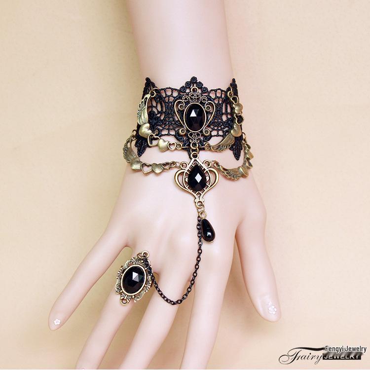 Ретро Черное Сердце Кружевной Чокер для Женщин - Лолита Темный Стиль Ожерелье